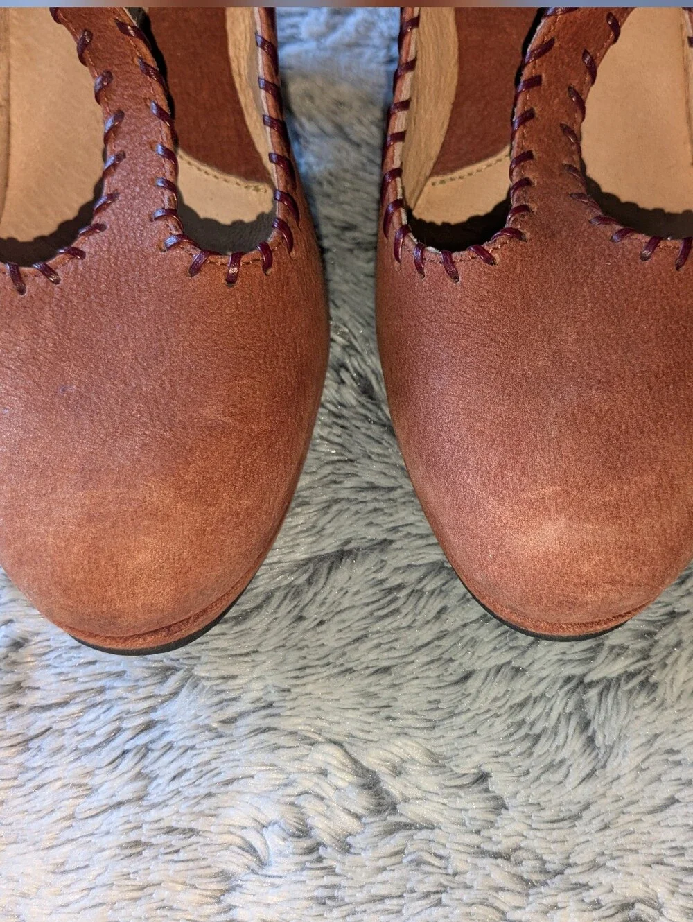 John Fluevog Gertrude Mary Janes Heels Wedges Suede Leather T Strap Size 7